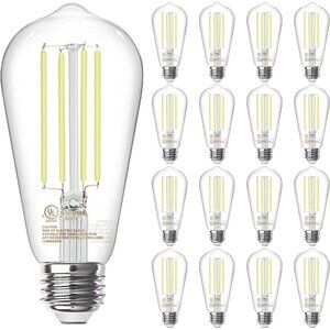16-Pack Vintage Edison LED Light Bulbs, Dimmable 60W Equivalent E26 5000K